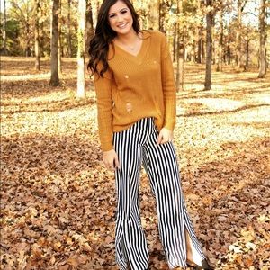 Black and cream striped pants